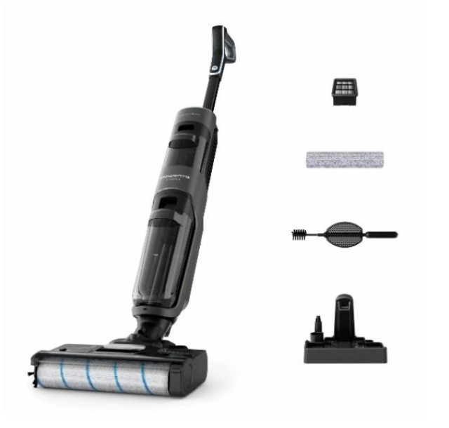 Пилосос Rowenta безпровідний миючий X-Clean 4, 200Вт, конт пил -0.45л, конт для води-0.73л, автон. робота до 50хв, вага-5.4кг, НЕРА, чорний