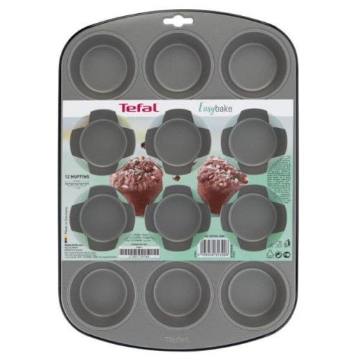 Форма для випікання мафінів Tefal Easybake baking, на 12шт, 38х27х3 см, вуглецева сталь