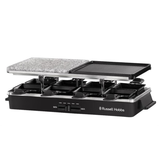 Гриль Russell Hobbs раклетниця Multi Raclette 3in1, 1400Вт, 8 сковорідок, нерж.сталь, чорний