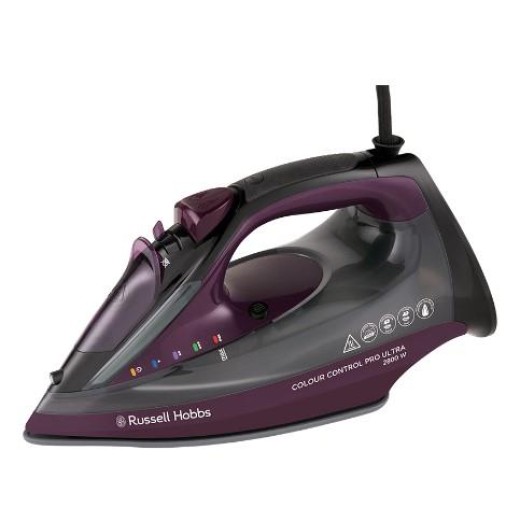 Праска Russell Hobbs Colour Control Pro Ultra, 2800Вт, 380мл, паровий удар -195гр, самоочищування, індик.температури, керам. підошва, сіро-фіолетовий