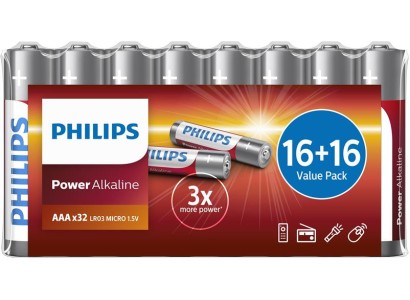 Батарейка Philips Power Alkaline AAA лужна. плівка, 32 шт