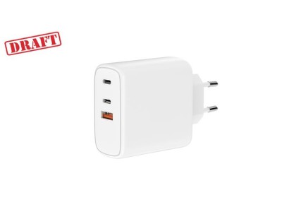 Зарядний пристрій мережевий 2E 65Вт GaN 2хUSB-C/USB-A, PD/QC, білий