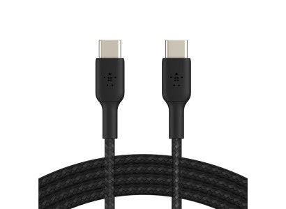 Кабель USB-C > USB-C заряджання/синхронізації Belkin 1м, 60Вт, Type-C, плетений, чорний