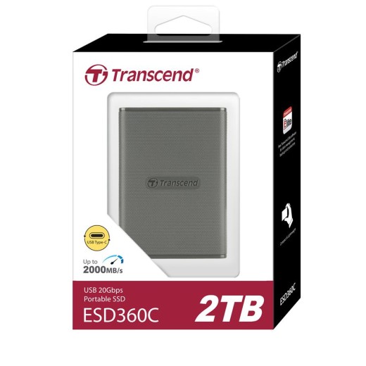 Портативний SSD Transcend 2TB USB 3.2 Gen 2x2 Type-C ESD360C Сірий