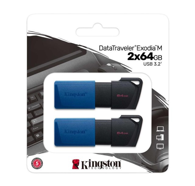 Накопичувач Kingston   64GBx2 USB 3.2 Type-A Gen1 DT Exodia Black Blue