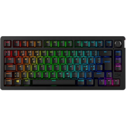 Клавіатура механічна HyperX Alloy Rise 75key, Red, USB-A/WL/BT, EN/UA, RGB, чорний