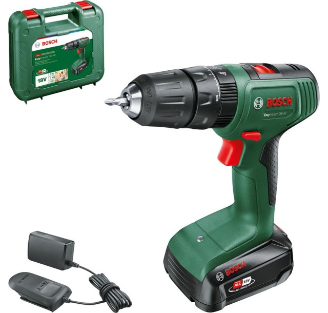 Шурупокрут-дриль акумуляторний Bosch EasyImpact 18V-40 18В 1х1.5А·год 20·38Нм 0-430·0-1650об·хв кейс ЗП 1.4кг