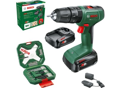 Шурупокрут-дриль акумуляторний Bosch EasyImpact 18V-40 18В 2х2А·год 20·38Нм 0-430·0-1630об·хв кейс ЗП набір з 34 предметів (АС Xline) 1.4кг