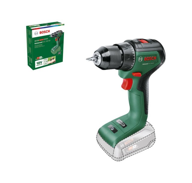 Шурупокрут-дриль акумуляторний Bosch UniversalDrill 18V-60 18В 60Нм 0-500·0-1900об·хв без АКБ та ЗП 1.3кг