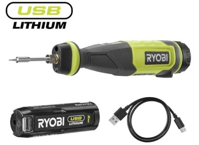 Паяльник акумуляторний Ryobi USB Lithium RSI4-120G 4В 2А·год 460°С світлодіодне підсвічування 0.1кг