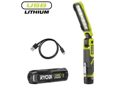 Ліхтар інспекційний акумуляторний Ryobi USB Lithium RLI4-120G, 4В, 2А·год, 650лм, 3 функції освітлення, магніт, затискач