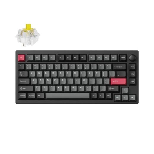 Клавіатура механічна Lemokey  P1 Pro 84Key, Keychron Super Brown, WL/BT/USB-A, QMK/VIA, Hot-Swap, EN/UKR, RGB,  Knob, Carbon Black