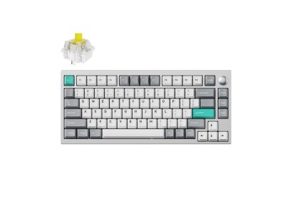 Клавіатура механічна Lemokey  P1 Pro 84Key, Keychron Super Brown, WL/BT/USB-A, QMK/VIA, Hot-Swap, EN/UKR, RGB,  Knob, Space Silver