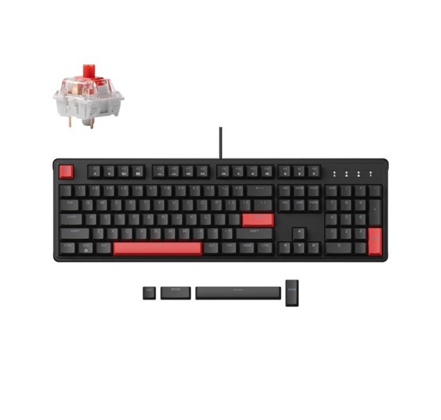 Клавіатура механічна Lemokey  X3 87Key, Keychron Red, USB-A, QMK/VIA, Hot-Swap, EN/UKR, RGB, чорний