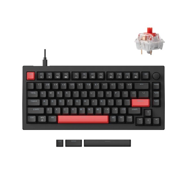 Клавіатура механічна Lemokey  X4 84Key, Keychron Brown, USB-A, QMK/VIA, Hot-Swap, EN/UKR, Red led, чорний