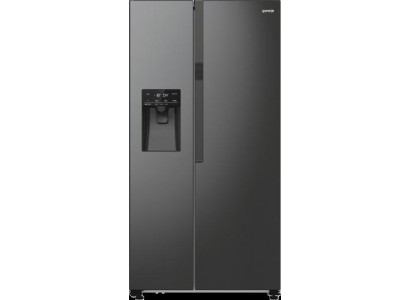 Холодильник SBS Gorenje, 179х70х92см, 2 двері, 376(190)л, А++, NF+, Інв., Зона св-ті, диспенсер, генератор льоду, Зовн. Диспл, чорний