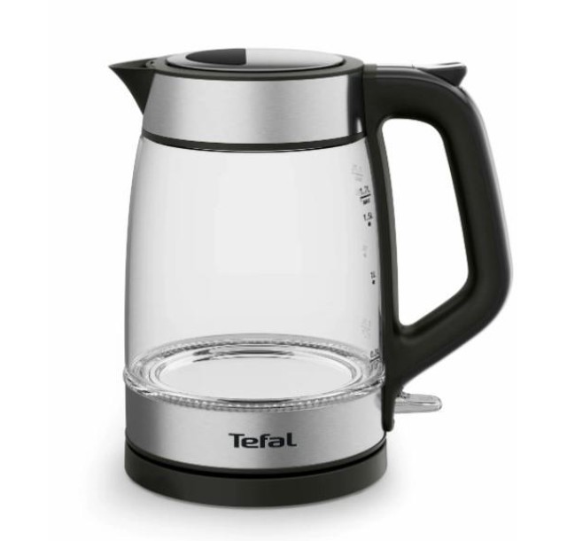 Електрочайник Tefal Glass Kettle 1.7л, скло, з підсвіткою, чорно-срібний