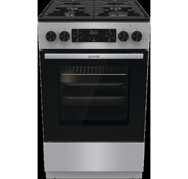 Плита Gorenje комбінована, 70л, 50x60см, дисплей, чавун, нерж