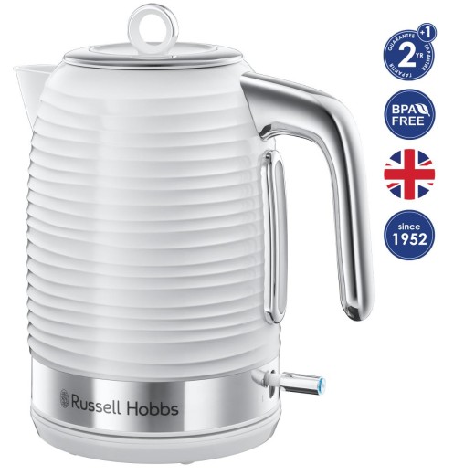 Електрочайник Russell Hobbs Inspire, 1.7л, пластик , підсвічування, біло-сріблястий