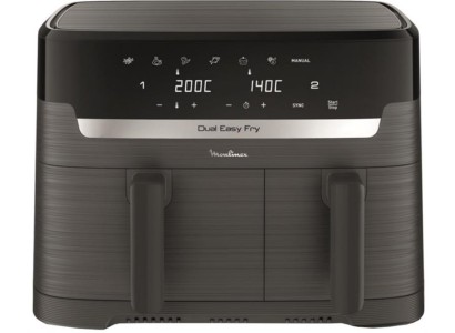 Мультипіч Moulinex Dual Easy Fry, 2700Вт, чаша-5.2+3.1л, сенсорне керув., 2 чаши, гриль, пластик, чорний