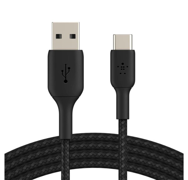 Кабель USB-A > USB-C заряджання/синхронізації Belkin 3м, 15Вт, Type-C, плетений, чорний