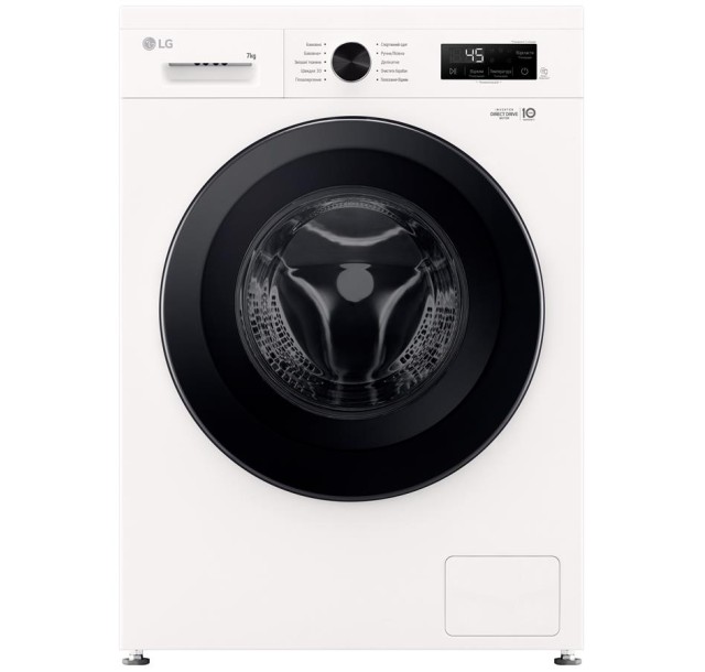 Пральна машина LG фронтальна, 7кг, 1200, A+++, 44см, дисплей, пара, інвертор, білий
