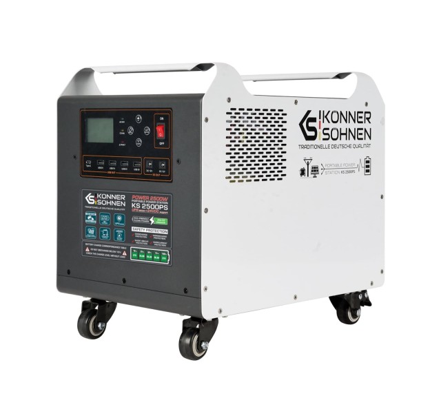 Портативна електростанція Konner&Sohnen KS 2500PS, 2500Вт, 2560 Вт·год, LifePo4, 31кг