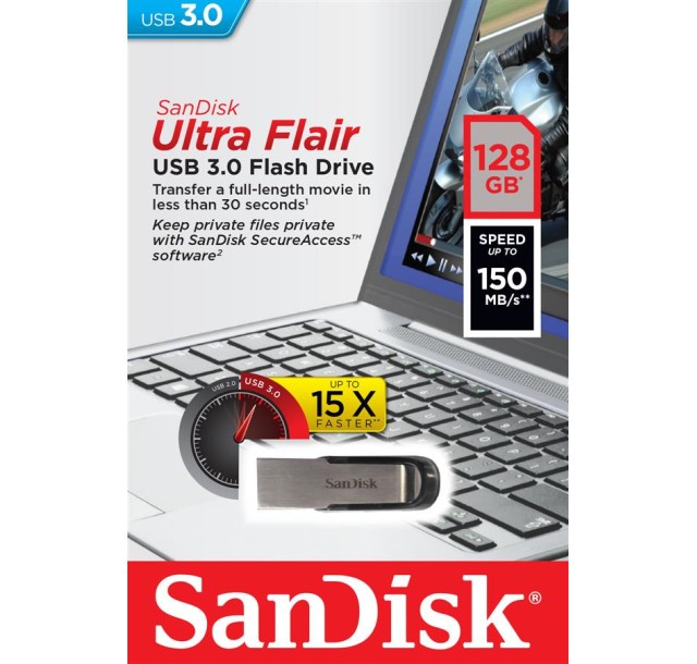 Накопичувач SanDisk  128GB USB 3.0 Type-A Flair R150MB/s