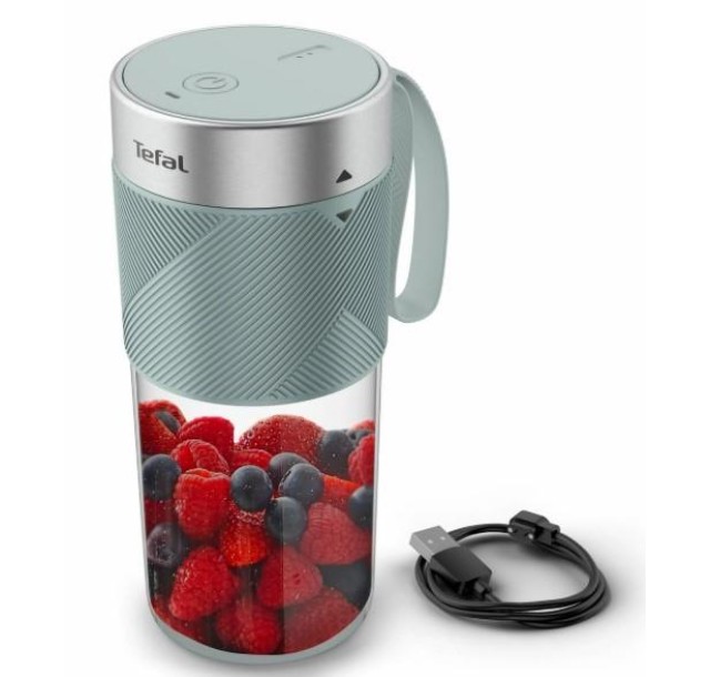 Блендер Tefal Lightmix портативний для смузі, чаша-300мл, USB, тритан, зелений