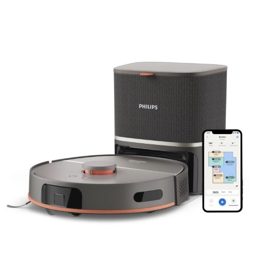 Робот-пилосос Philips Series 5000, h=29.2см, вологе прибирання, конт пил -0.26л, вода -0.27л, автон. робота до 200хв, EPA 10, чорний