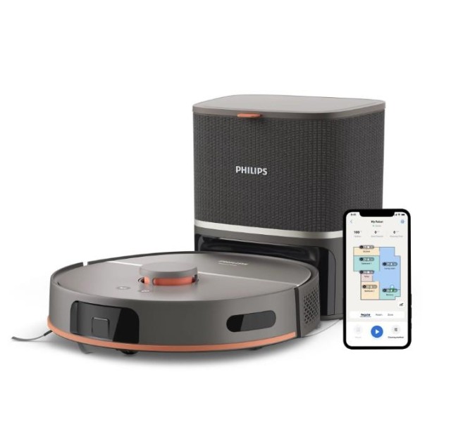 Робот-пилосос Philips Series 5000, h=29.2см, вологе прибирання, конт пил -0.26л, вода -0.27л, автон. робота до 200хв, EPA 10, чорний