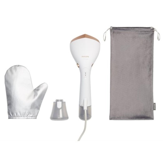 Відпарювач Philips компактний Series 7000, 1500Вт, 100 и 200мл, паровий удар -28гр, рукавичка, чохол, нерж. сталь, білий
