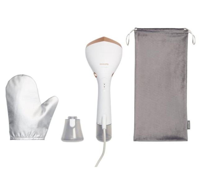 Відпарювач Philips компактний Series 7000, 1500Вт, 100 и 200мл, паровий удар -28гр, рукавичка, чохол, нерж. сталь, білий