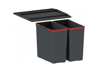 Сортер для сміття Franke Easysort 450-2-0, 2 x 14.5 л, кришка,  чорний пластик