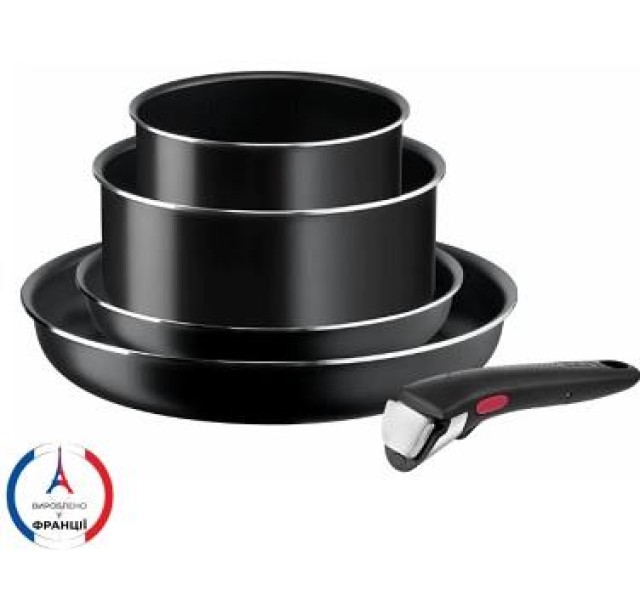 Набір посуду Tefal Ingenio Easy Cook & Clean, 5предметів, алюміній, нержавіюча сталь, бакеліт, чорний