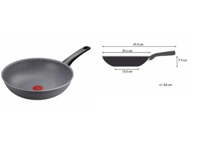 Сковорода ВОК Tefal Hard Stone,28см, алюміній, бакеліт, сірий