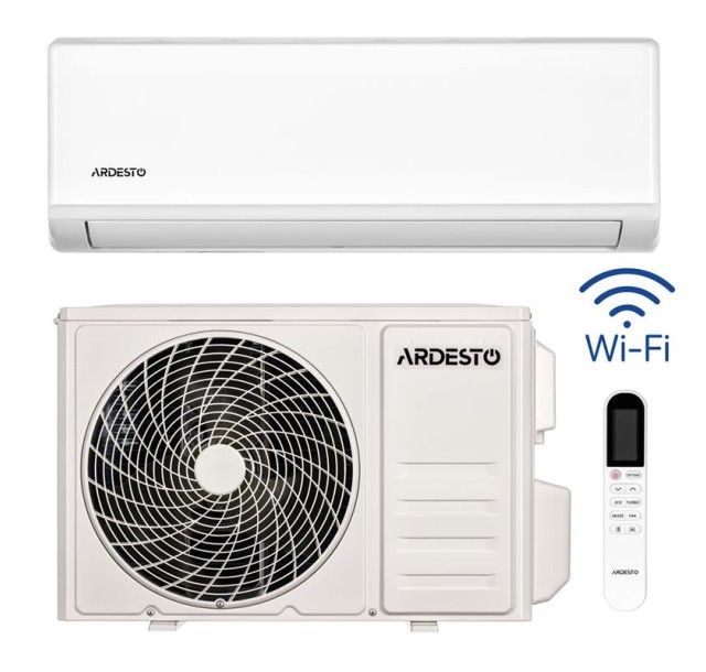 Кондиціонер Ardesto CoolAir 35м2 on/off 12000BTU 3.5кВт A/A -7°С Wi-Fi R32 білий