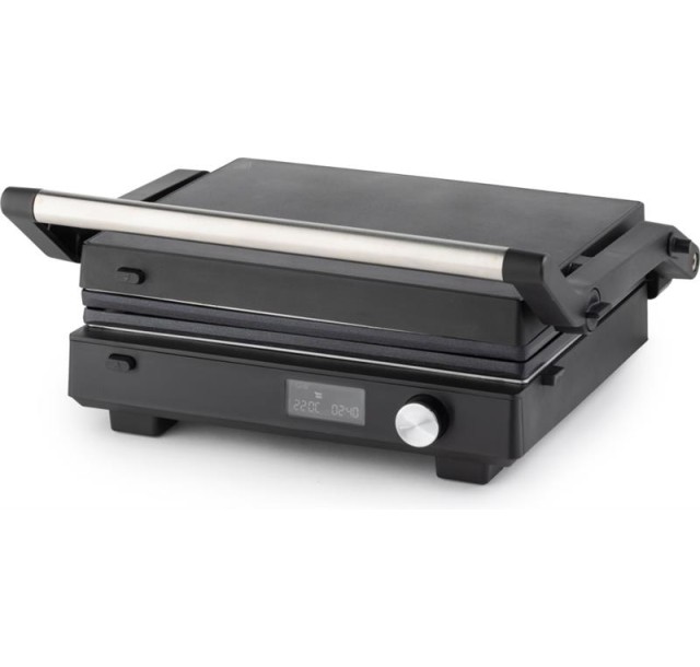Гриль Gorenje прижимний 2100Вт, темп. режимів-7, з`ємні пластини, розкриття на 180°, метал, чорний