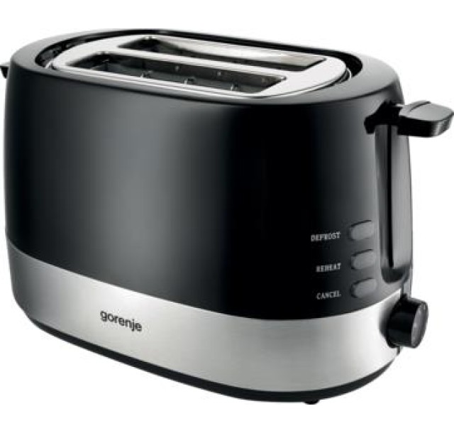 Тостер  Gorenje, 850Вт, пластик/ металл , функц. розморож, автовідключення, чорний