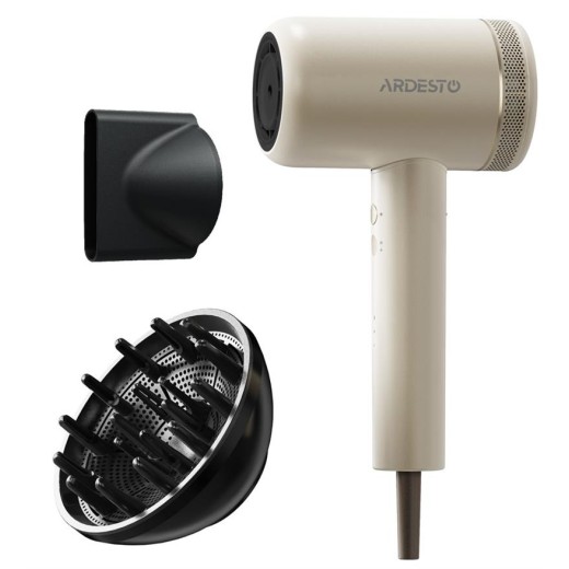 Фен Ardesto Pearl Cream HD-Y702PERL, 1500-1800Вт, 3 швидкості, 3 темп.режими, магнітні насадки,бежевий