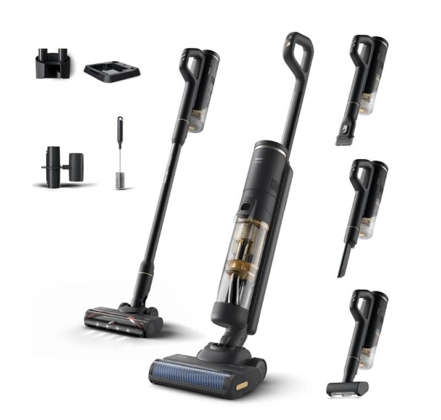 Пилосос Philips безпровідний AquaTrio, 7000 Series, вологе прибирання, конт пил -0.42л, автон. робота до 25хв, PowerCyclone Aqua, турборежим, чорний