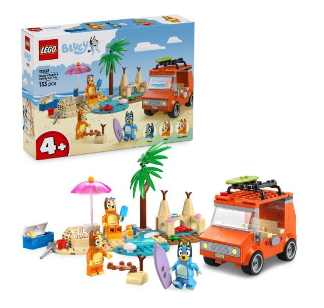 Конструктор LEGO Bluey Пляж і сімейна поїздка на автомобілі Блуї