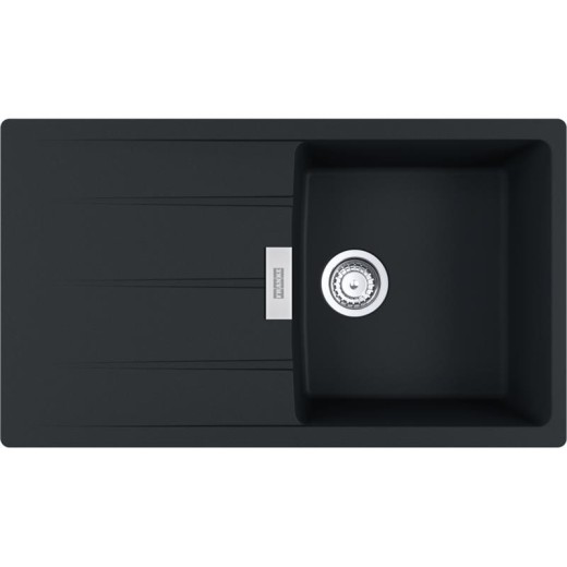 Мийка кухонна Franke Centro, фраграніт, прямокутник, з крилом, 860х500х200мм, чаша - 1, врізна, оборотна, CNG 611-86, чорний матовий