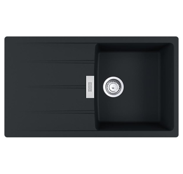 Мийка кухонна Franke Centro, фраграніт, прямокутник, з крилом, 860х500х200мм, чаша - 1, врізна, оборотна, CNG 611-86, чорний матовий