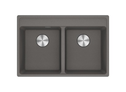 Мийка кухонна Franke Maris, фраграніт, прямокутник, без крила, 760х510х200мм, чаша - 2, врізна, MRG 620 TL, сірий камінь