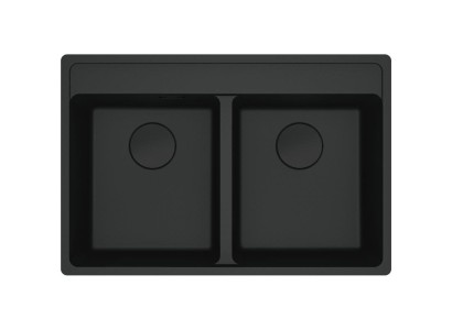 Мийка кухонна Franke Maris, фраграніт, прямокутник, без крила, 760х510х200мм, чаша - 2, врізна, MRG 620 TL, чорний матовий