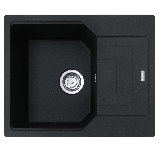 Мийка кухонна Franke Urban, фраграніт, прямокутник, з крилом, 620х500х220мм, чаша - 1, врізна, оборотна, UBG 611-62, онікс