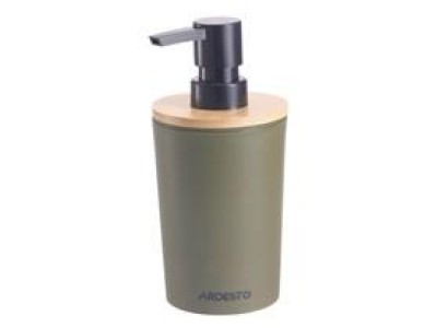 Диспенсер для мила Ardesto Minimalism 380мл, поліпропілен, бамбук, зелений темний