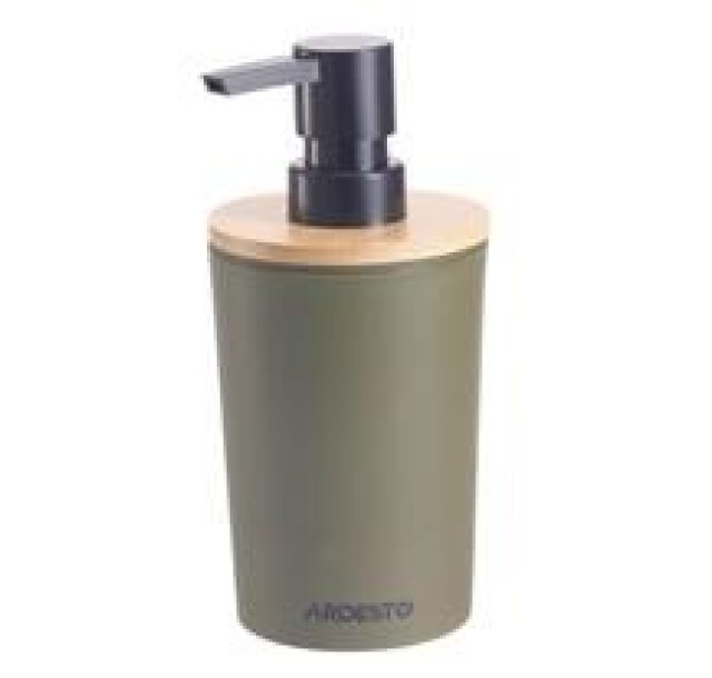 Диспенсер для мила Ardesto Minimalism 380мл, поліпропілен, бамбук, зелений темний
