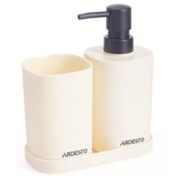 Набір для ванної кімнати Ardesto Vigor 380мл, 3 предмети, поліпропілен, бежевий